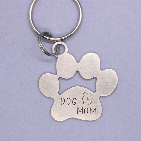 "Dog Mom" Stainless Steel keychain - Discounted and ready to ship