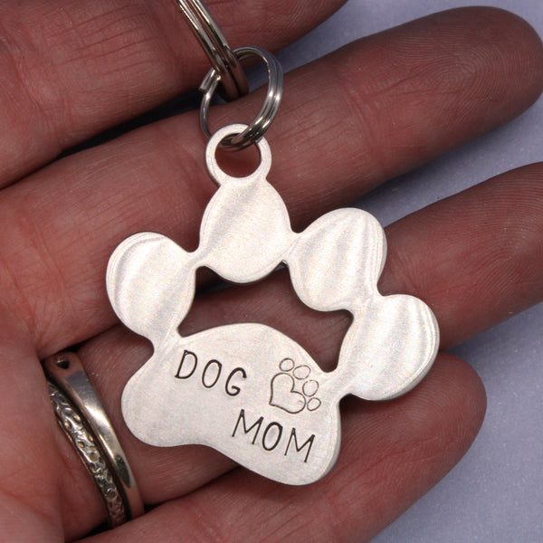 "Dog Mom" Stainless Steel keychain - Discounted and ready to ship