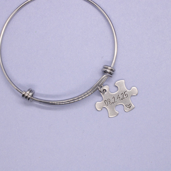 Additional puzzle piece with name, date or initials Charm Add-On / Keychain /  necklace