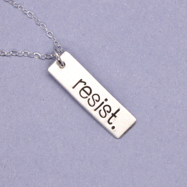 "resist." Sterling Silver Necklace / Charm