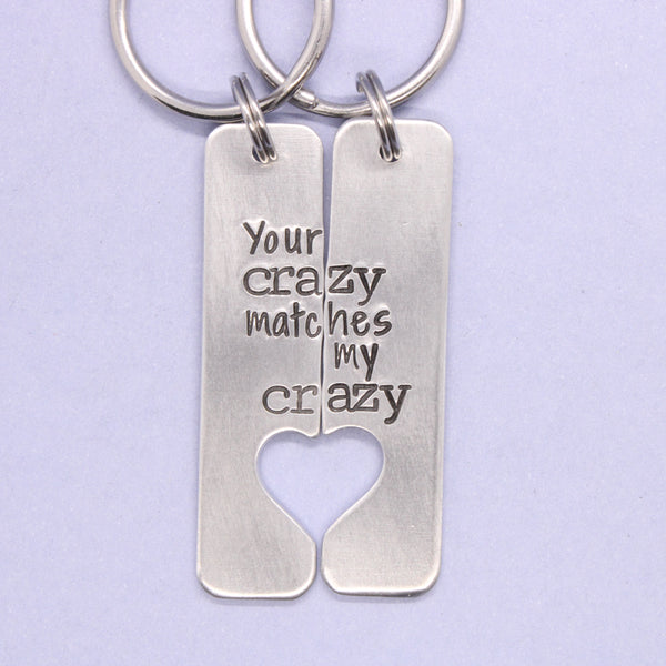 "Your crazy matches my crazy" - Deadpool Inspired Couples Keychain Set