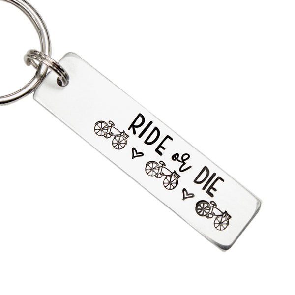"Ride or Die" Keychain - Available in Aluminum or Stainless Steel - Personalizable Back