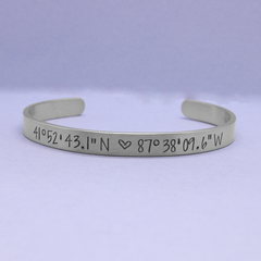 Custom GPS Coordinates Cuff Bracelet – Personalized Location Jewelry