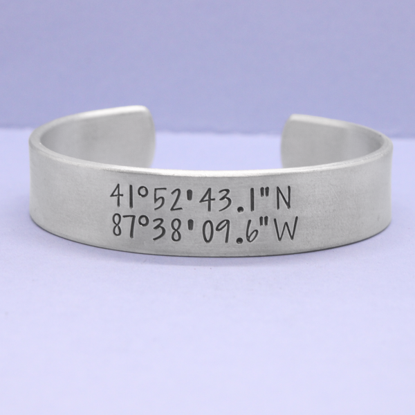 Custom GPS Coordinate / Location Bracelet - Your choice of metals!