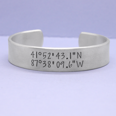 Custom GPS Coordinate / Location Bracelet - Your choice of metals!