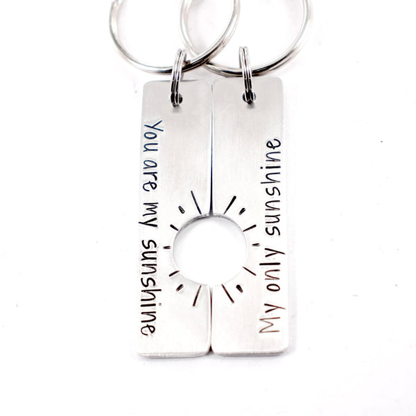 "You are my sunshine My only sunshine" - Couples Sun Keychain Set