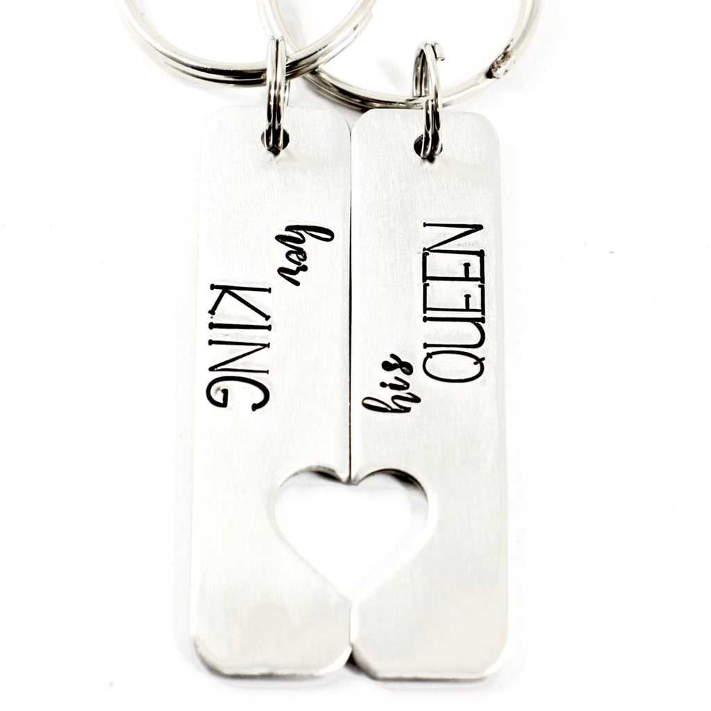 "Her King" "His Queen" - Couples Keychain Set