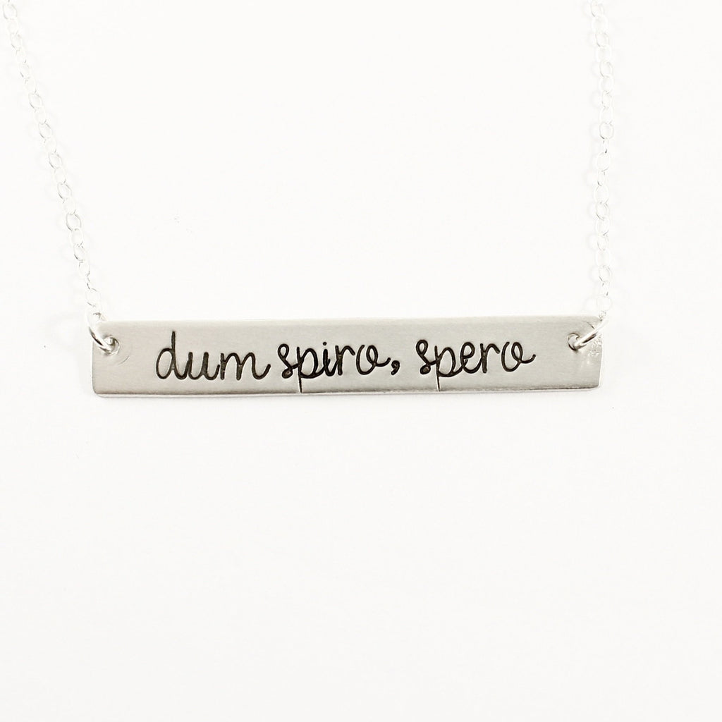 "dum spiro, spero" Necklace - Sterling Silver - Completely Hammered