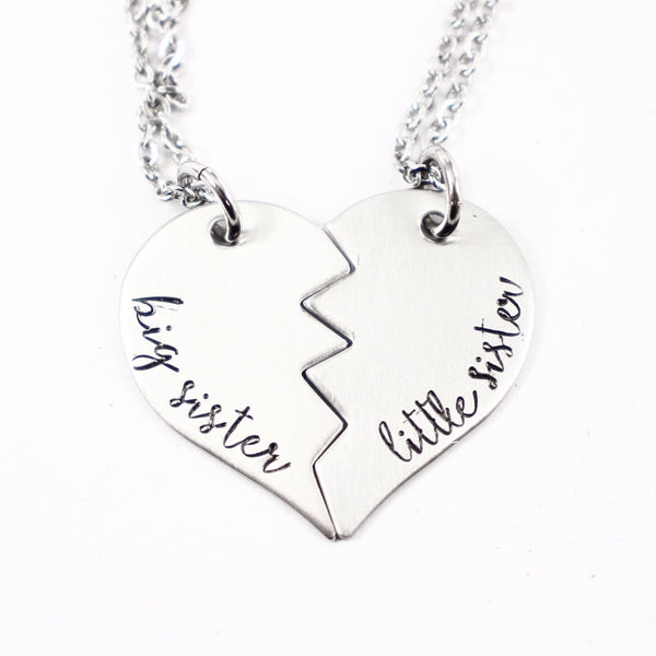 "big sister" "little sister" Broken Heart Necklace Set