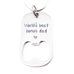 "World's Best Bonus Dad" Bottle Opener Keychain