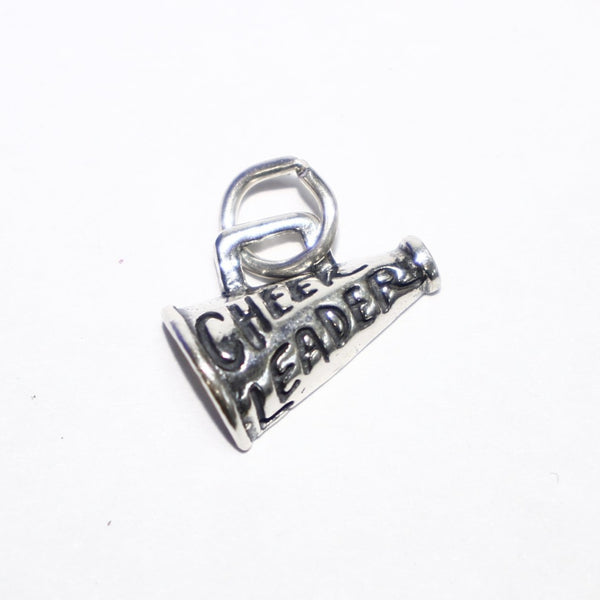 Sterling Silver "Cheerleader" Megaphone Charm - Supply Destash - Completely Hammered