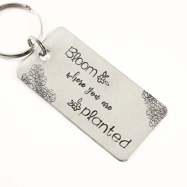 Bloom where you are planted keychain