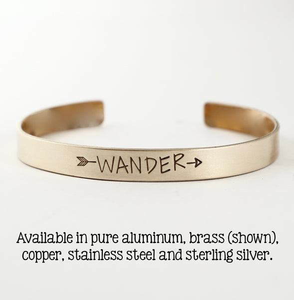 "WANDER" Cuff Bracelet - Your choice of metals - Completely Hammered