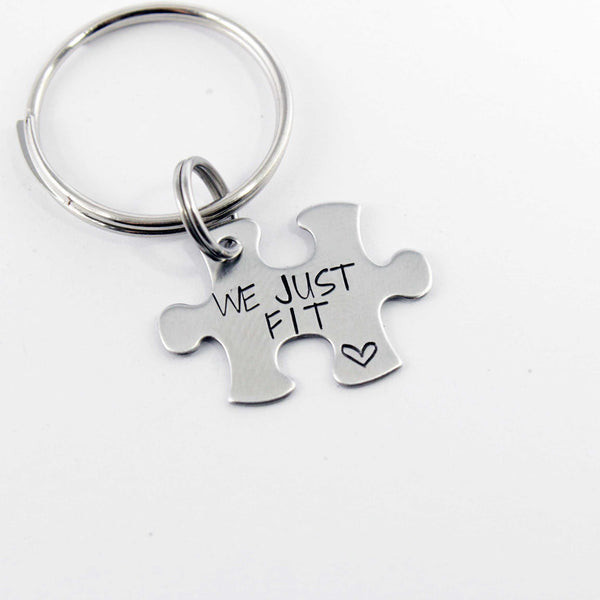 Additional puzzle piece with name, date or initials Charm Add-On / Keychain /  necklace - Completely Hammered