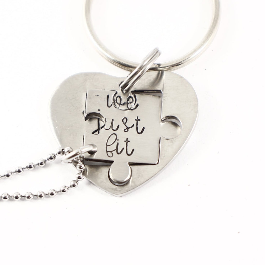 We just fit Interlocking Puzzle piece necklace and keychain set (2 p –  Completely Hammered