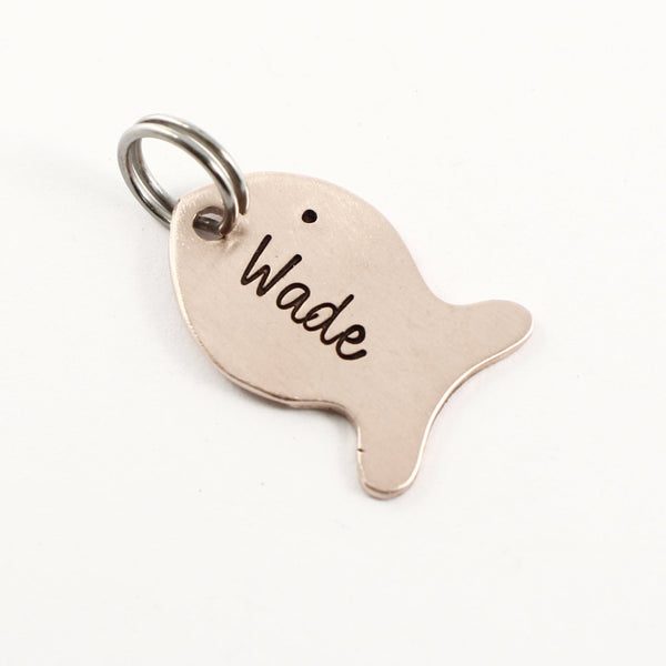 Do not delete - Small fish with name, date or initials Charm Add-On - Completely Hammered