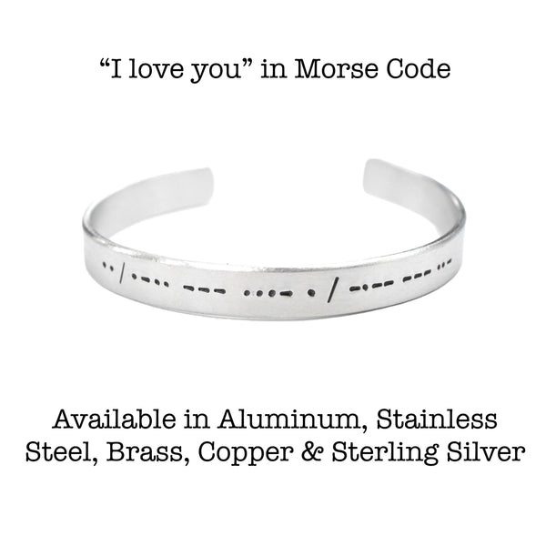 "I love you" morse code Bracelet - Your choice of metals