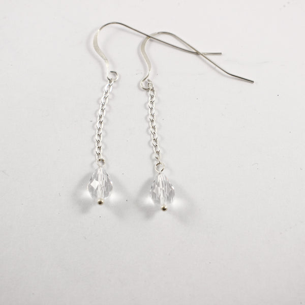 Sterling silver and Swarovski Crystal Dangle Earrings - Completely Hammered