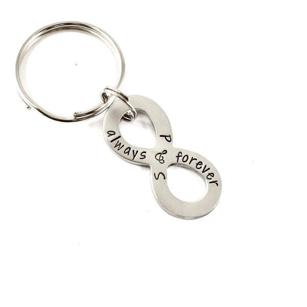"Always and Forever" Infinity Keychain, personalized with your initials - Completely Hammered