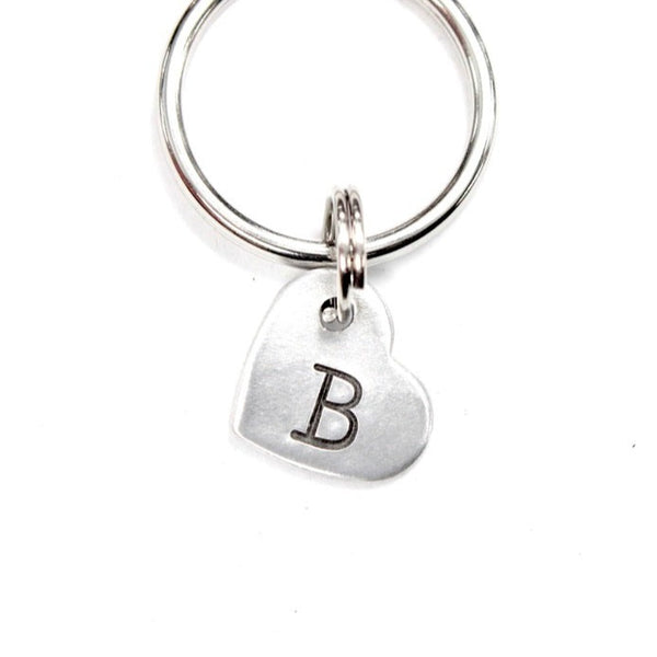 Custom Hand Stamped Initial Keychain - Small Heart