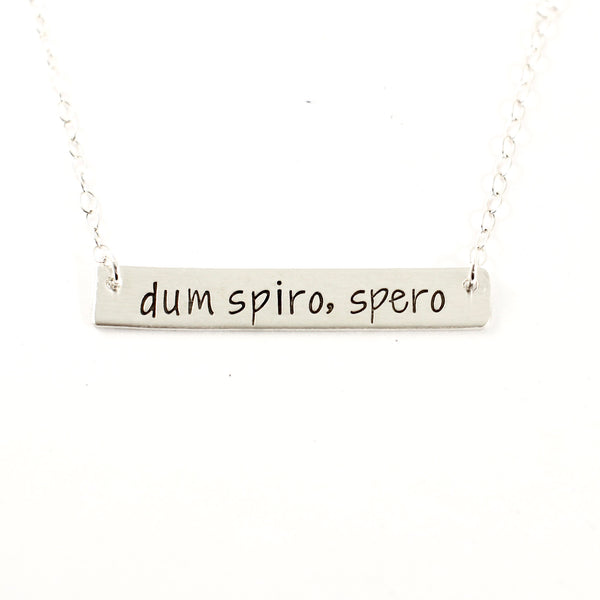 "dum spiro, spero" Necklace - Sterling Silver - Completely Hammered