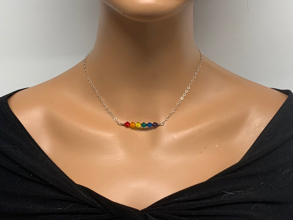 Rainbow necklace -Austrian Crystal and Sterling Silver