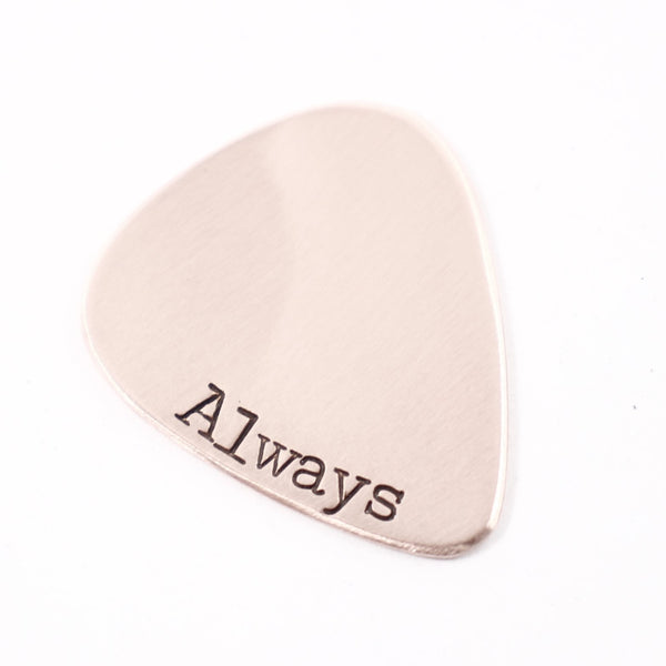 Custom, Hand stamped Guitar Pick with initials and date - Completely Hammered