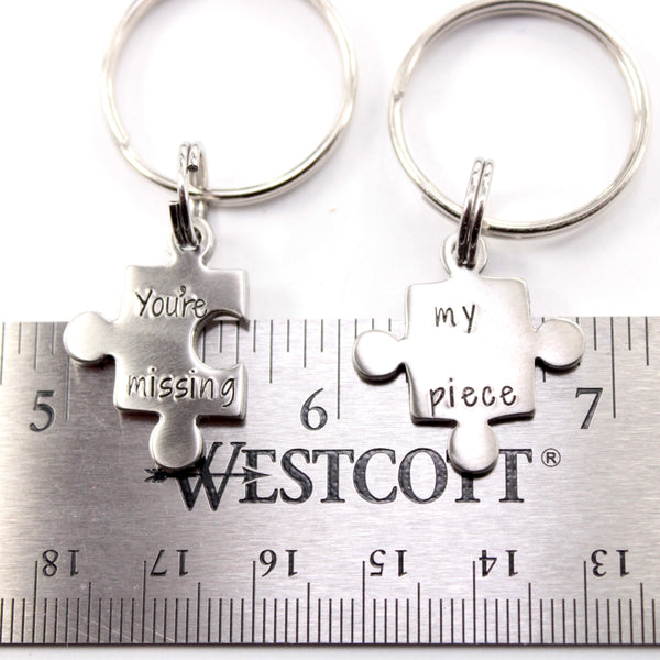 "You're my missing piece" - Stainless Steel Puzzle Piece Couples Keychain Set