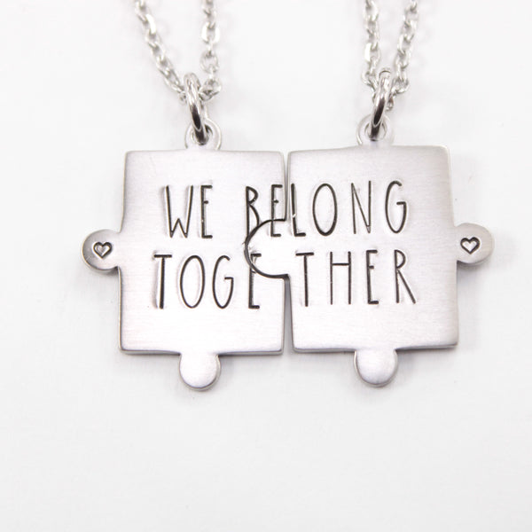 "We belong together" Interlocking Puzzle piece necklace set (2 pieces)