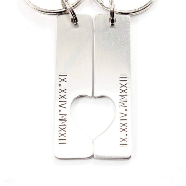 Roman Numeral Couples Keychain Set