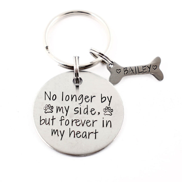 "No longer by my side, but forever in my heart" Stainless Steel keychain - Pet Memorial Keychain