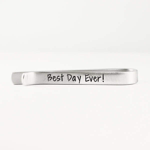 Custom Hand Stamped Tie Bar / Tie Clip - Completely Hammered