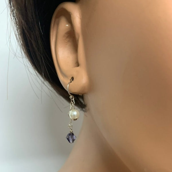 Sterling silver and Crystal/Pearl Earrings