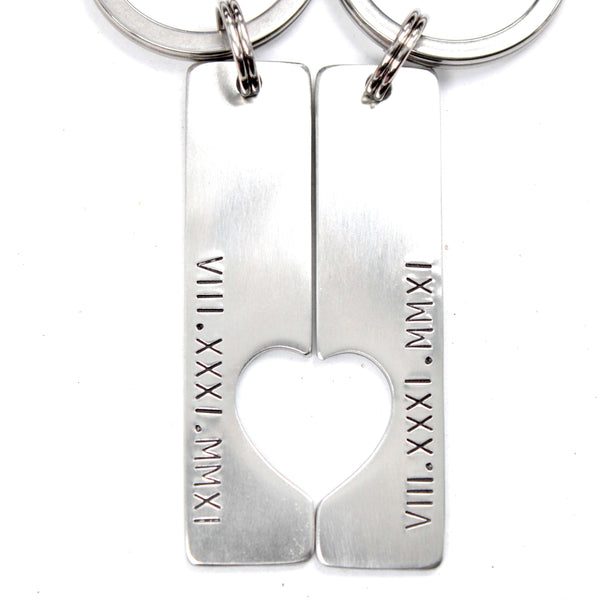 Roman Numeral Couples Keychain Set