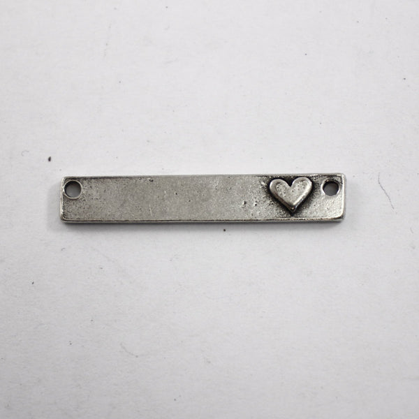 Pewter Rectangle with Raised Heart - Supply Destash - Completely Hammered