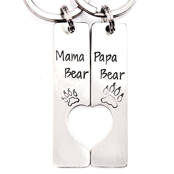 "Mama Bear" & "Papa Bear" - Couples Keychain Set