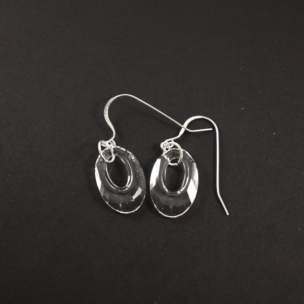 Sterling silver and Swarovski Crystal Earrings - Completely Hammered