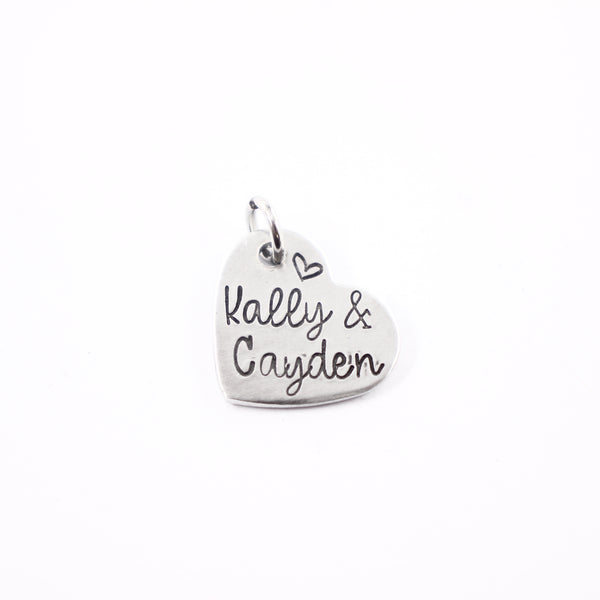 Hand Stamped, personalized Garter / bouquet charm #PS - Completely Hammered