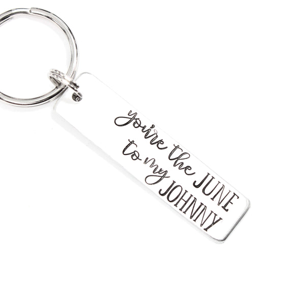 "You're the Johnny to My June" and "You're the June to my Johnny" Keychains