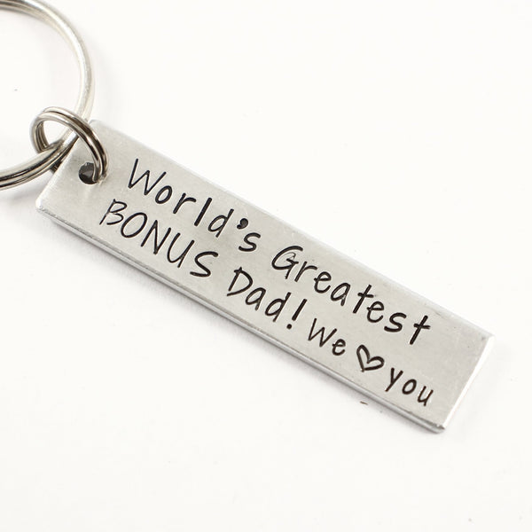 World's best bonus dad keychain