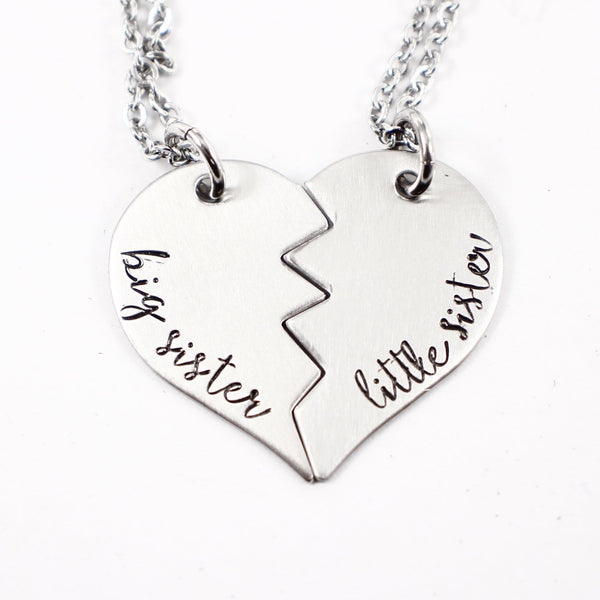 "big sister" "little sister" Broken Heart Necklace Set