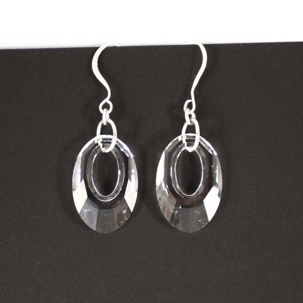 Sterling silver and Swarovski Crystal Earrings - Completely Hammered