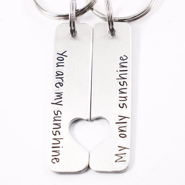 "You are my sunshine My only sunshine" - Couples Keychain Set - Completely Hammered