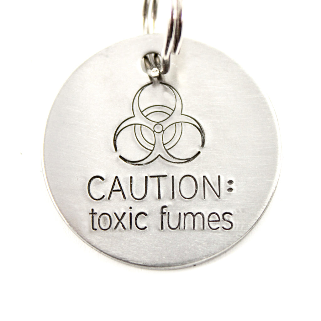 1.25 inch "CAUTION: toxic fumes" - Personalized Pet ID Tag