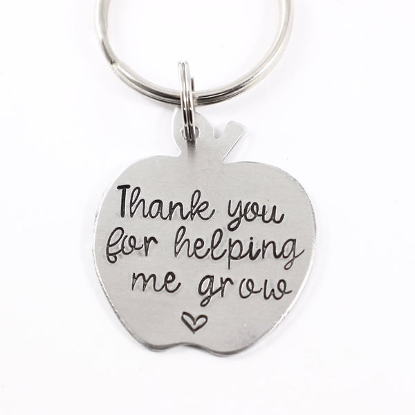 "Thank you for helping me grow" Keychain - READY TO SHIP - Completely Hammered