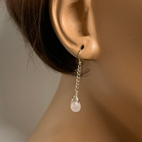 Sterling silver and Rose Quartz Dangle Earrings