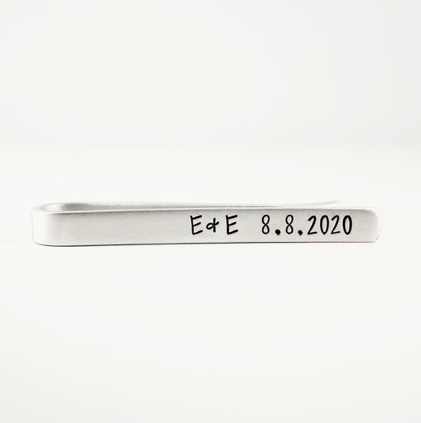 Custom Hand Stamped Tie Bar / Tie Clip - Completely Hammered