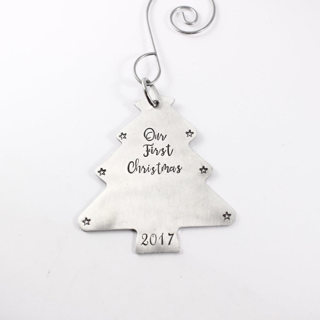 Our First Christmas Ornament - 2017 - Discounted and ready to ship - Completely Hammered