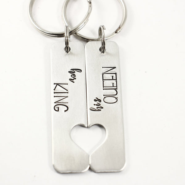 "Her King" "His Queen" - Couples Keychain Set - Keychains - Completely Hammered - Completely Wired