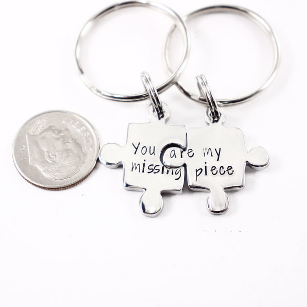 "You're my missing piece" - Stainless Steel Puzzle Piece Couples Keychain Set